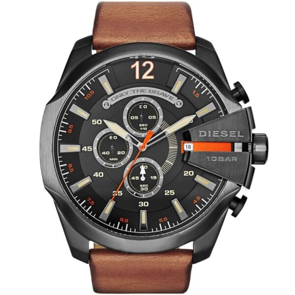 Original-Diesel-Watch-Men-Mega-Chief-DZ4343-black-leather-brown