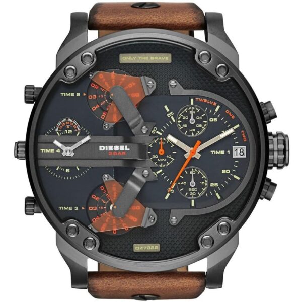 Original-Diesel-Watch-Men-Mr.Daddy-DZ7332-black-leather-brown