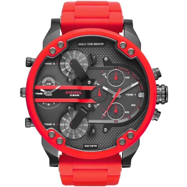 Original-Diesel-Watch-Men-Mr.Daddy-DZ7370-black-stainless-steel-rubber-red