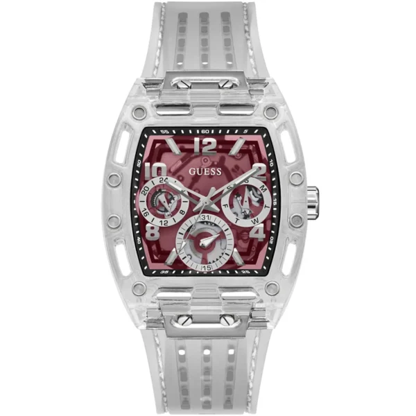 gw0499g9-guess-watch-men-square-burgundy-dial-rubber-transparent-strap-quartz-battery-analog-phoenix