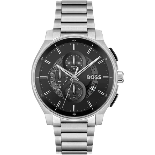 1514191-hugo-boss-watch-men-black-dial-stainless-steel-metal-silver-strap-quartz-battery-analog-chronograph-peak Hugo Boss Watch For Men 1514191