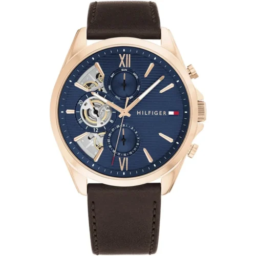 1710645-tommy-hilfiger-watch-men-blue-dial-leather-brown-strap-quartz-analog-baker Tommy Hilfiger Watch For Men 1710645