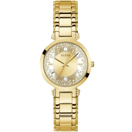 gw0470l2-guess-watch-women-crystals-gold-dial-metal-stainless-steel-golden-strap-quartz-battery-analog-three-hand-crystal-clear Guess Watch For Women GW0470L2