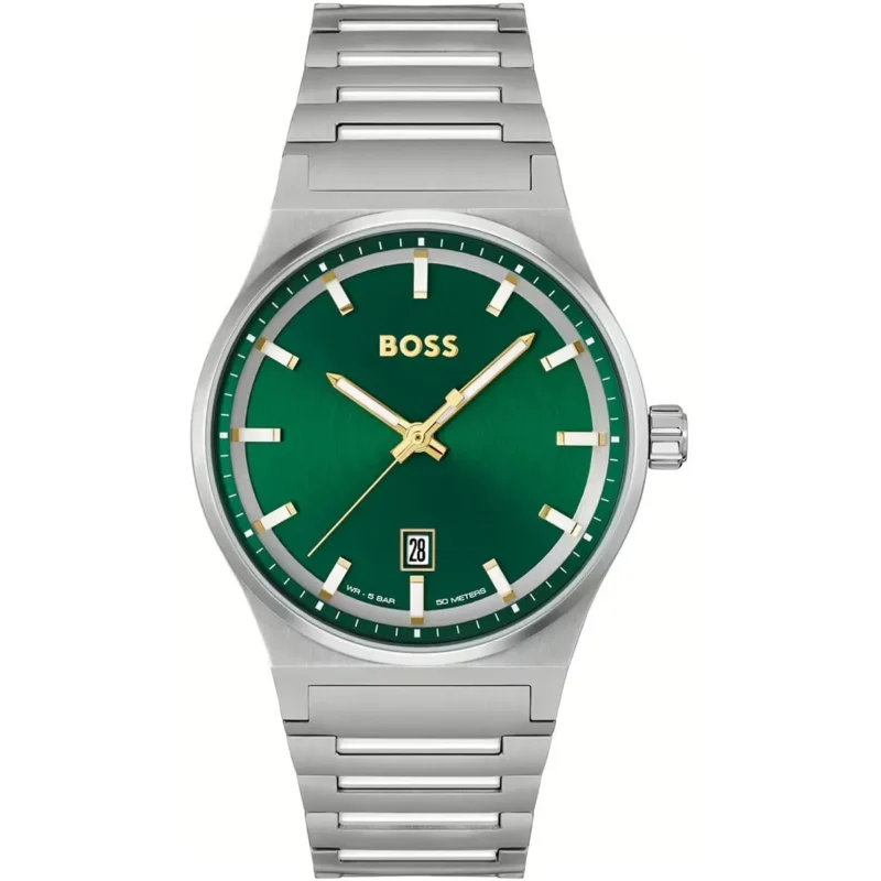 1514079-hugo-boss-watch-men-green-dial-metal-stainless-silver-strap-quartz-battery-analog-three-hand-candor Hugo Boss Watch For Men 1514079