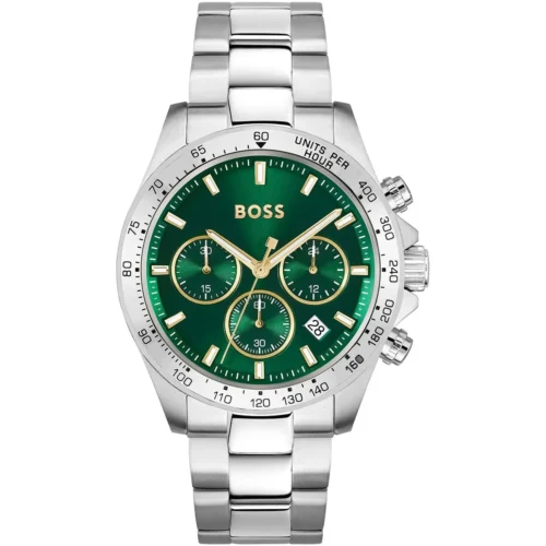 1514217-hugo-boss-watch-men-green-dial-metal-stainless-steel-silver-strap-quartz-battery-analog-chronograph-hero Hugo Boss Watch For Men 1514217