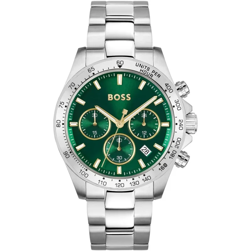 1514217-hugo-boss-watch-men-green-dial-metal-stainless-steel-silver-strap-quartz-battery-analog-chronograph-hero Hugo Boss Watch For Men 1514217