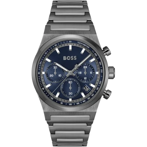 1514223-hugo-boss-watch-men-gun-stainless-steel-metal-blue-dial-stainless-steel-metal-gray-strap-quartz-battery-analog-chronograph-candor Hugo Boss Watch For Men 1514223