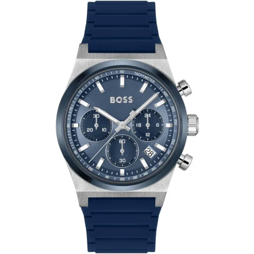 1514243-hugo-boss-watch-men-blue-dial-rubber-strap-quartz-battery-analog-chronograph-candor Hugo Boss Watch For Men 1514243