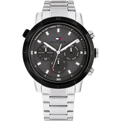 1792106-tommy-hilfiger-watch-men-black-dial-metal-stainless-steel-silver-strap-quartz-analog-troy Tommy Hilfiger Watch For Men 1792106