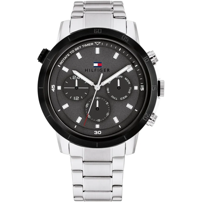 1792106-tommy-hilfiger-watch-men-black-dial-metal-stainless-steel-silver-strap-quartz-analog-troy Tommy Hilfiger Watch For Men 1792106