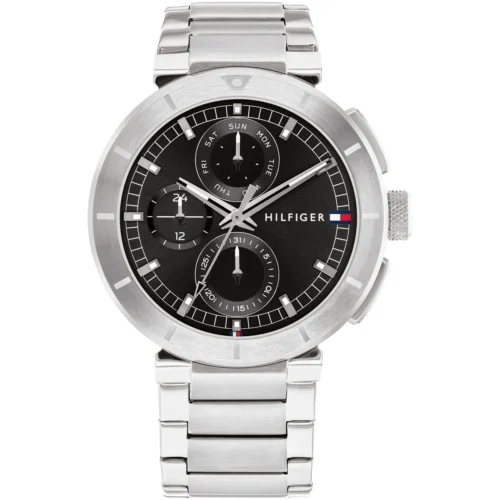 1792116-tommy-hilfiger-watch-men-black-dial-metal-stainless-steel-silver-strap-quartz-analog-lorenzo Tommy Hilfiger Watch For Men 1792116