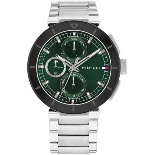 1792117-tommy-hilfiger-watch-men-green-dial-metal-stainless-steel-silver-strap-quartz-analog-lorenzo Tommy Hilfiger Watch For Men 1792117