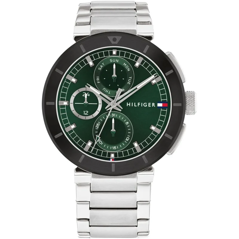 1792117-tommy-hilfiger-watch-men-green-dial-metal-stainless-steel-silver-strap-quartz-analog-lorenzo Tommy Hilfiger Watch For Men 1792117
