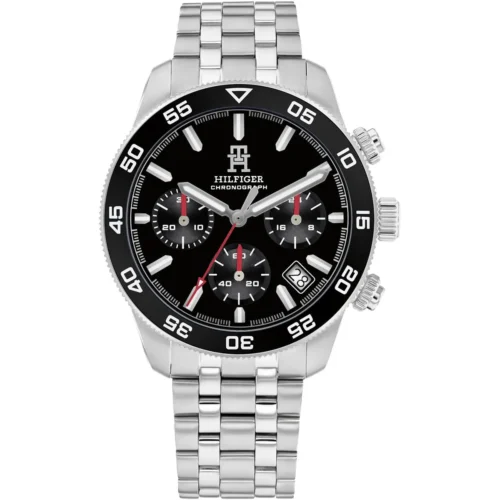 1792156-tommy-hilfiger-watch-chronograph-men-black-dial-metal-stainless-steel-silver-strap-quartz-analog-th85 Tommy Hilfiger Watch For Men 1792156