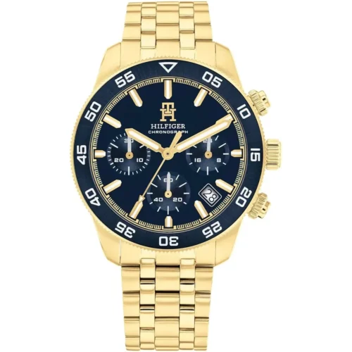 1792158-tommy-hilfiger-watch-chronograph-men-blue-dial-metal-stainless-steel-gold-strap-quartz-analog-th85 Tommy Hilfiger Watch For Men 1792158