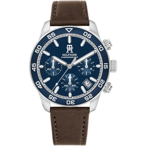 1792163-tommy-hilfiger-watch-chronograph-men-blue-dial-leather-brown-strap-quartz-analog-th85 Tommy Hilfiger Watch For Men 1792163