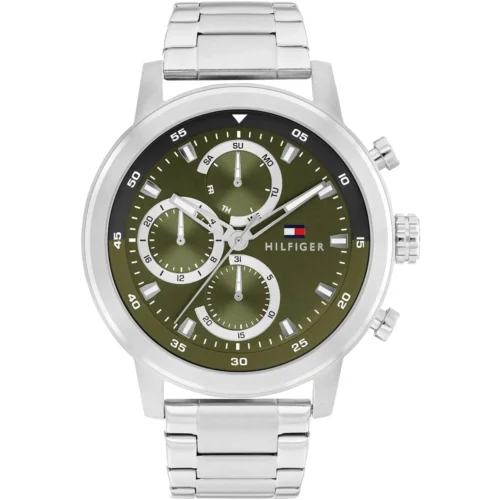 1792180-tommy-hilfiger-watch-men-green-dial-metal-stainless-steel-silver-strap-quartz-analog-rocky Tommy Hilfiger Watch For Men 1792180
