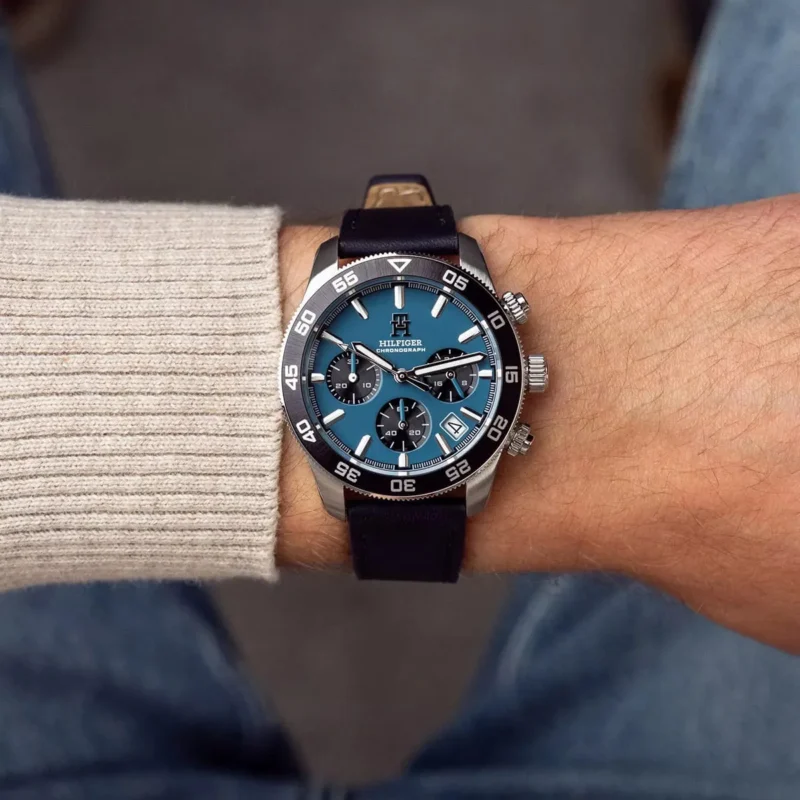 1792187-tommy-hilfiger-watch-chronograph-men-blue-dial-leather-navy-strap-quartz-analog-th85_4 Tommy Hilfiger Watch For Men 1792187