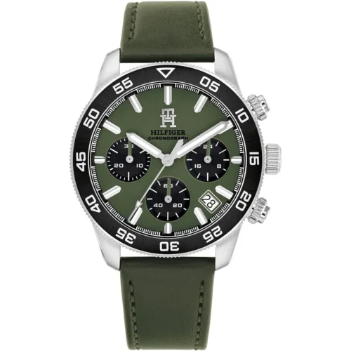 1792188-tommy-hilfiger-watch-chronograph-men-green-dial-leather-strap-quartz-analog-th85 Tommy Hilfiger Watch For Men 1792188
