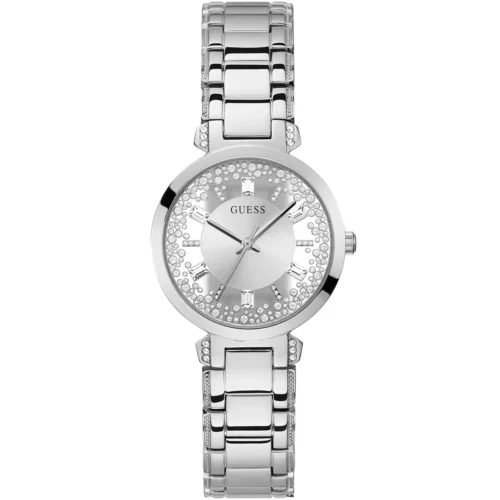 gw0470l1-guess-watch-women-crystals-silver-dial-metal-stainless-steel-strap-quartz-battery-analog-three-hand-crystal-clear Guess Watch For Women GW0470L1