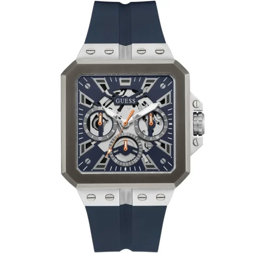 gw0637g1-guess-watch-men-square-navy-dial-rubber-strap-quartz-battery-analog-leo Guess Watch For Men GW0637G1