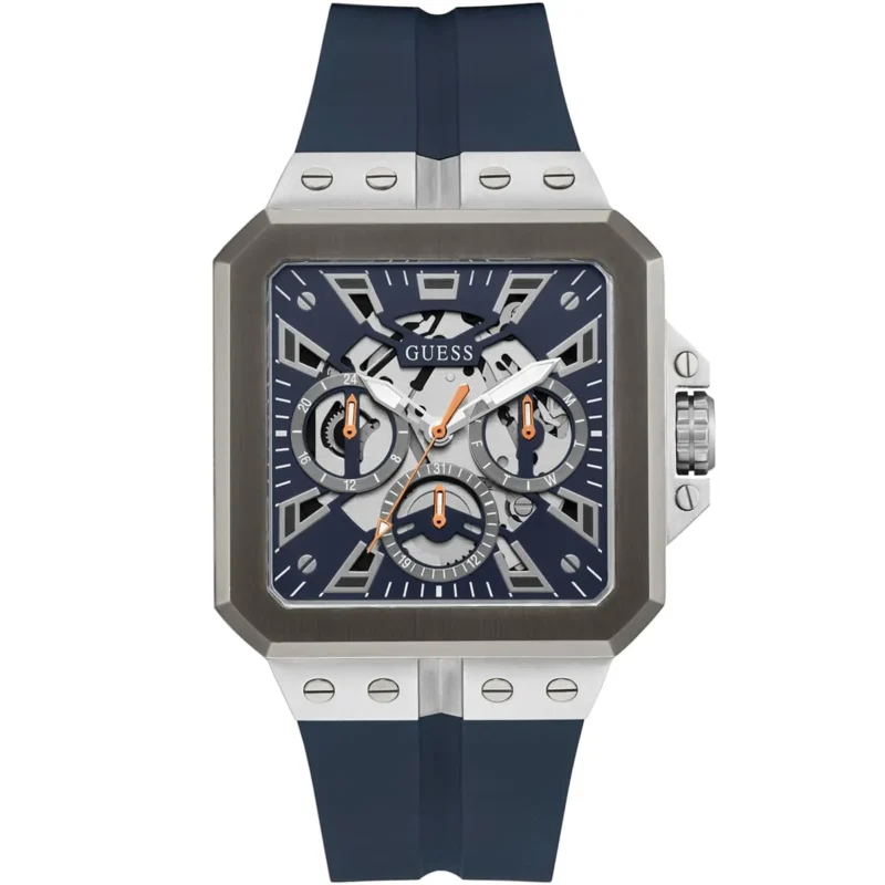 gw0637g1-guess-watch-men-square-navy-dial-rubber-strap-quartz-battery-analog-leo Guess Watch For Men GW0637G1