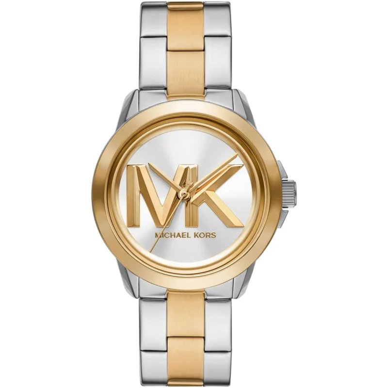 mk7319-michael-kors-watch-women-mk-logo-silver-dial-metal-stainless-steel-gold-two-tone-strap-quartz-battery-analog-three-hand-brynn Michael Kors Watch For Women MK7319