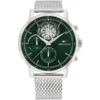 1710608-tommy-hilfiger-watch-men-green-dial-metal-stainless-steel-silver-mesh-strap-quartz-analog-stewart Tommy Hilfiger Watch For Men 1710608
