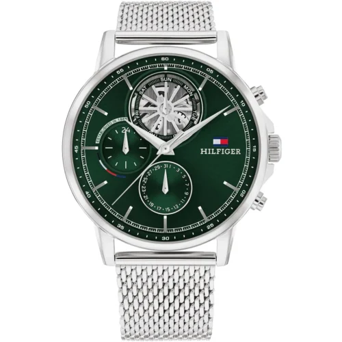 1710608-tommy-hilfiger-watch-men-green-dial-metal-stainless-steel-silver-mesh-strap-quartz-analog-stewart Tommy Hilfiger Watch For Men 1710608