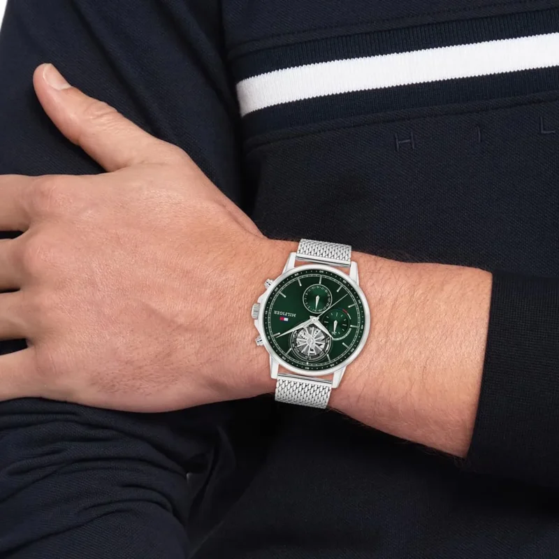 1710608-tommy-hilfiger-watch-men-green-dial-metal-stainless-steel-silver-mesh-strap-quartz-analog-stewart_5 Tommy Hilfiger Watch For Men 1710608