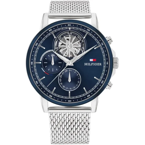 1710609-tommy-hilfiger-watch-men-blue-dial-metal-stainless-steel-silver-mesh-strap-quartz-analog-stewart Tommy Hilfiger Watch For Men 1710609