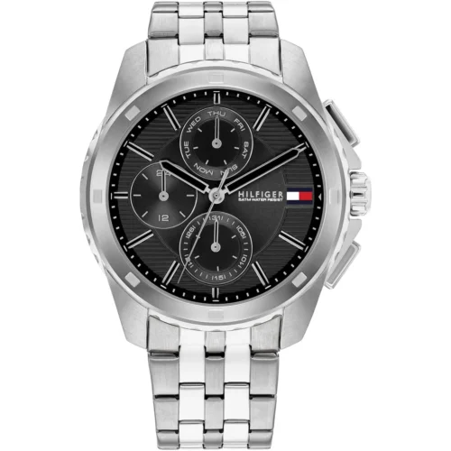 1710620-tommy-hilfiger-watch-5atm-water-resist-men-black-dial-metal-stainless-steel-silver-strap-quartz-analog-walker Tommy Hilfiger Watch For Men 1710620