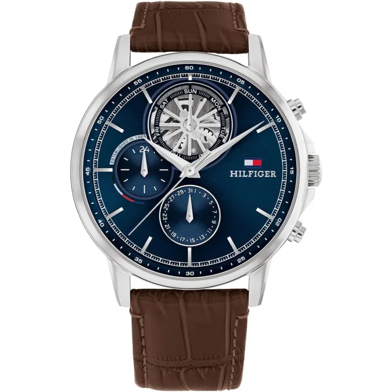 1710629-tommy-hilfiger-watch-established-in-1985-men-navy-dial-leather-brown-strap-quartz-analog-stewart Tommy Hilfiger Watch For Men 1710629