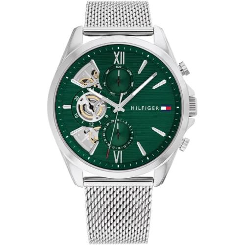 1710647-tommy-hilfiger-watch-men-green-dial-metal-stainless-steel-silver-strap-quartz-analog-baker Tommy Hilfiger Watch For Men 1710647