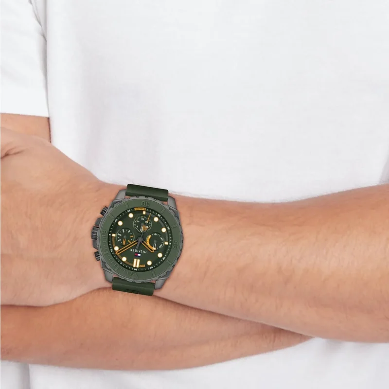 1710688-tommy-hilfiger-watch-men-green-dial-rubber-strap-quartz-analog-morga_4 Tommy Hilfiger Watch For Men 1710688