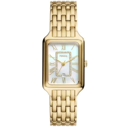 es5304-orignal-fossil-women-watch-mother-of-pearl-dial-gold-metal-strap-rectangle-raquel-egypt Fossil Watch For Women ES5304