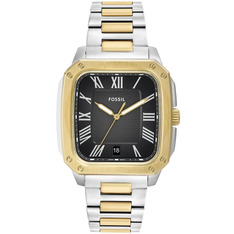 fs6123-original-fossil-watch-men-grey-dial-silver-gold-metal-strap-egypt Fossil Watch For Men FS6123