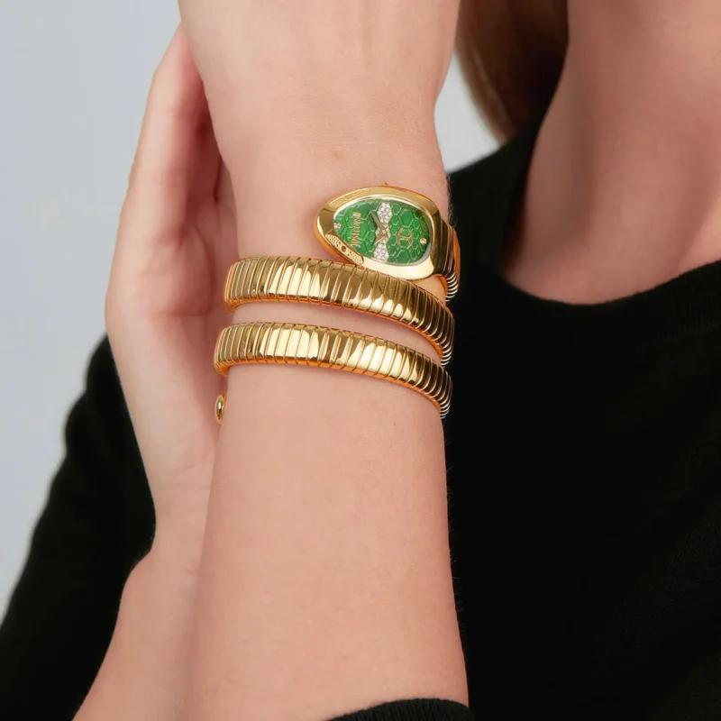 jc1l232m0035-just-cavalli-watch-signature-snake-women-green-dial-gold-stainless-steel-strap-triple-wrap-crystals_4 Just Cavalli Watch For Women JC1L232M0035