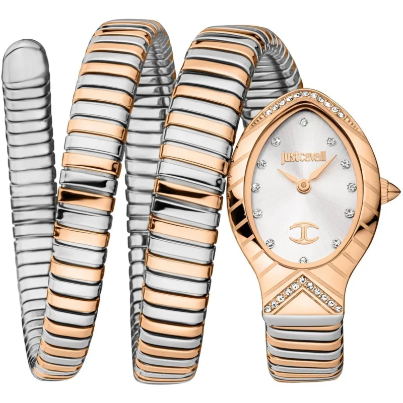 jc1l248m0075-just-cavalli-watch-signature-snake-women-silver-dial-rose-gold-stainless-steel-strap-triple-wrap-crystals-two-tone Just Cavalli Watch For Women JC1L248M0075